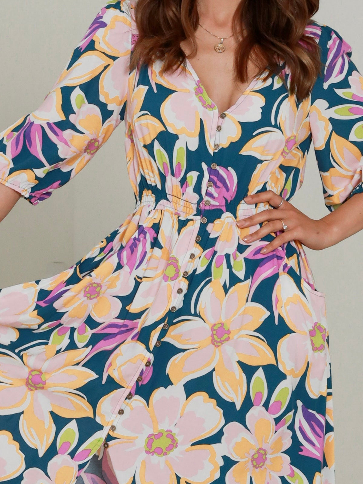 Beatrix Maxi - Teal Floral