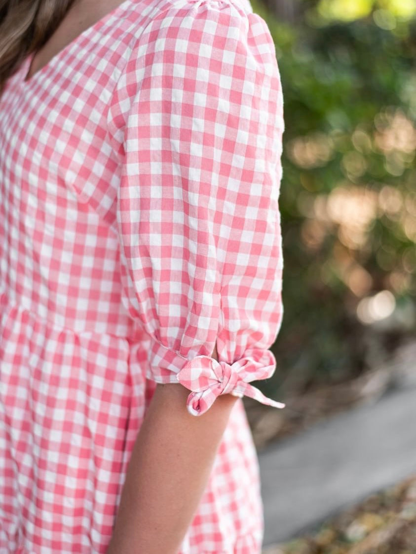 Molly Midi Dress - Pink Gingham
