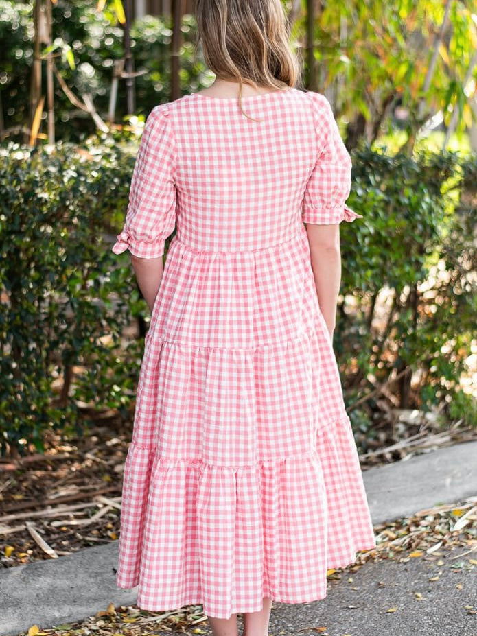 Molly Midi Dress - Pink Gingham