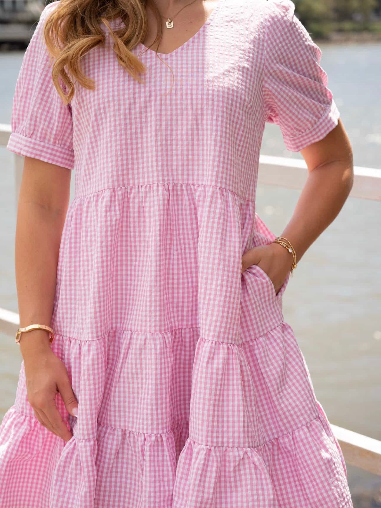 LAST CHANCE - Size 8 Bailey Mini Dress - Pink Gingham