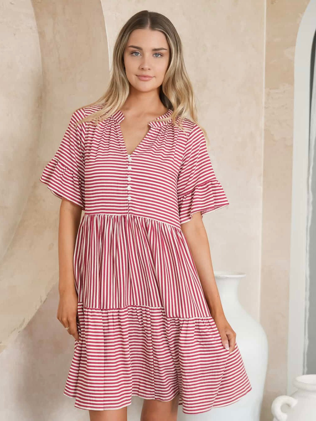 Chantelle Mini Dress - Rose Stripe