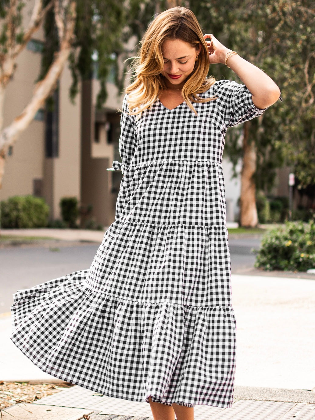 Silver Wishes - Molly Midi Dress - Black Gingham - DOUBLE FEATURE CLOTHING Silver Wishes - Molly Midi Dress - Black Gingham - DOUBLE FEATURE CLOTHING