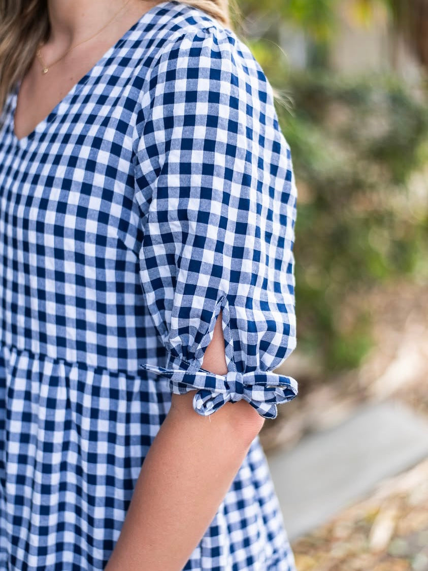 Molly Midi Dress - Navy Gingham