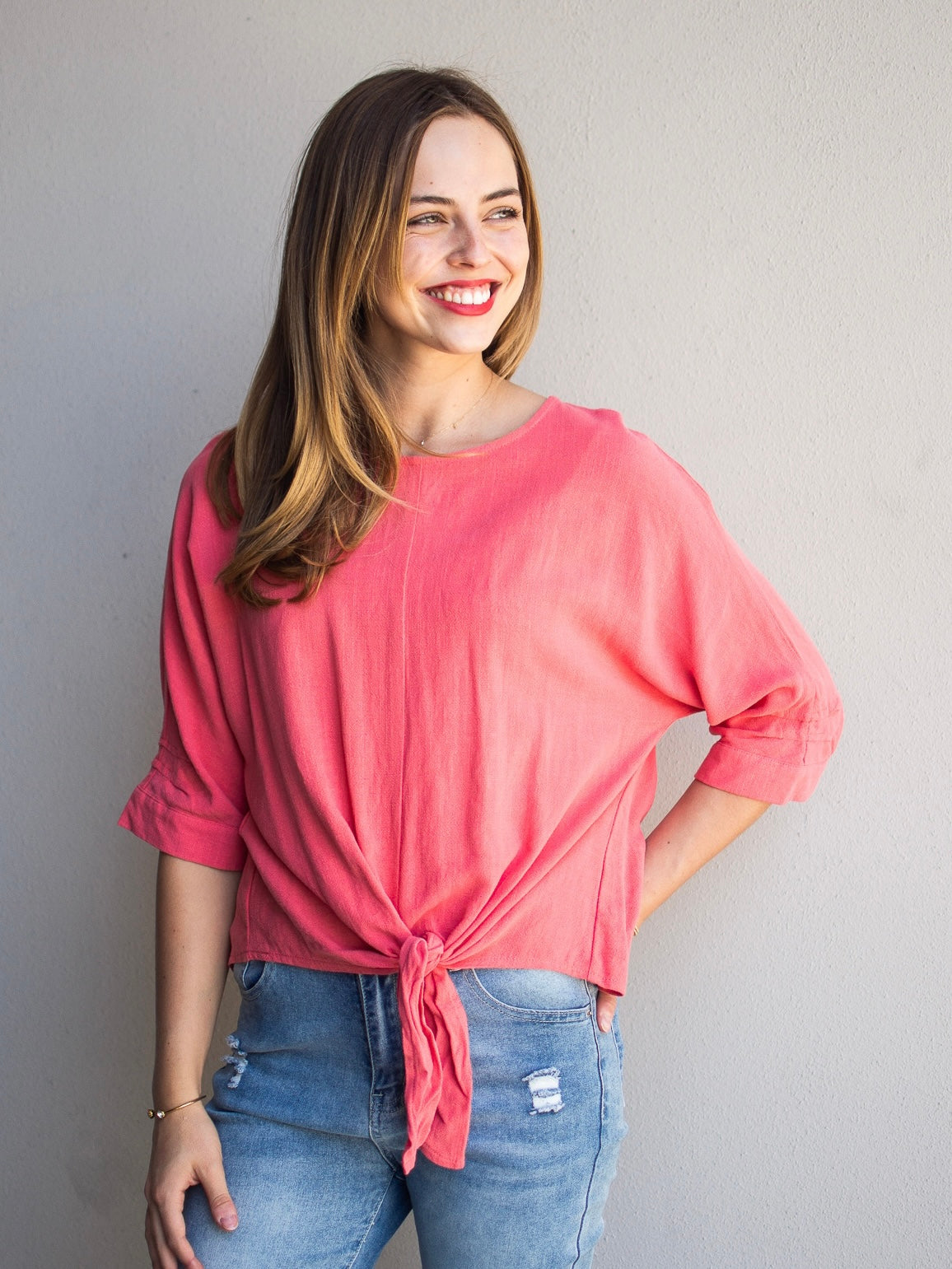 Abby Tie Top - Coral