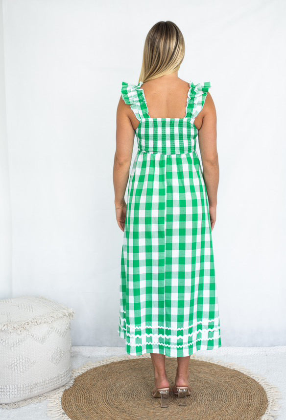 Jenna Maxi Dress - Green Gingham