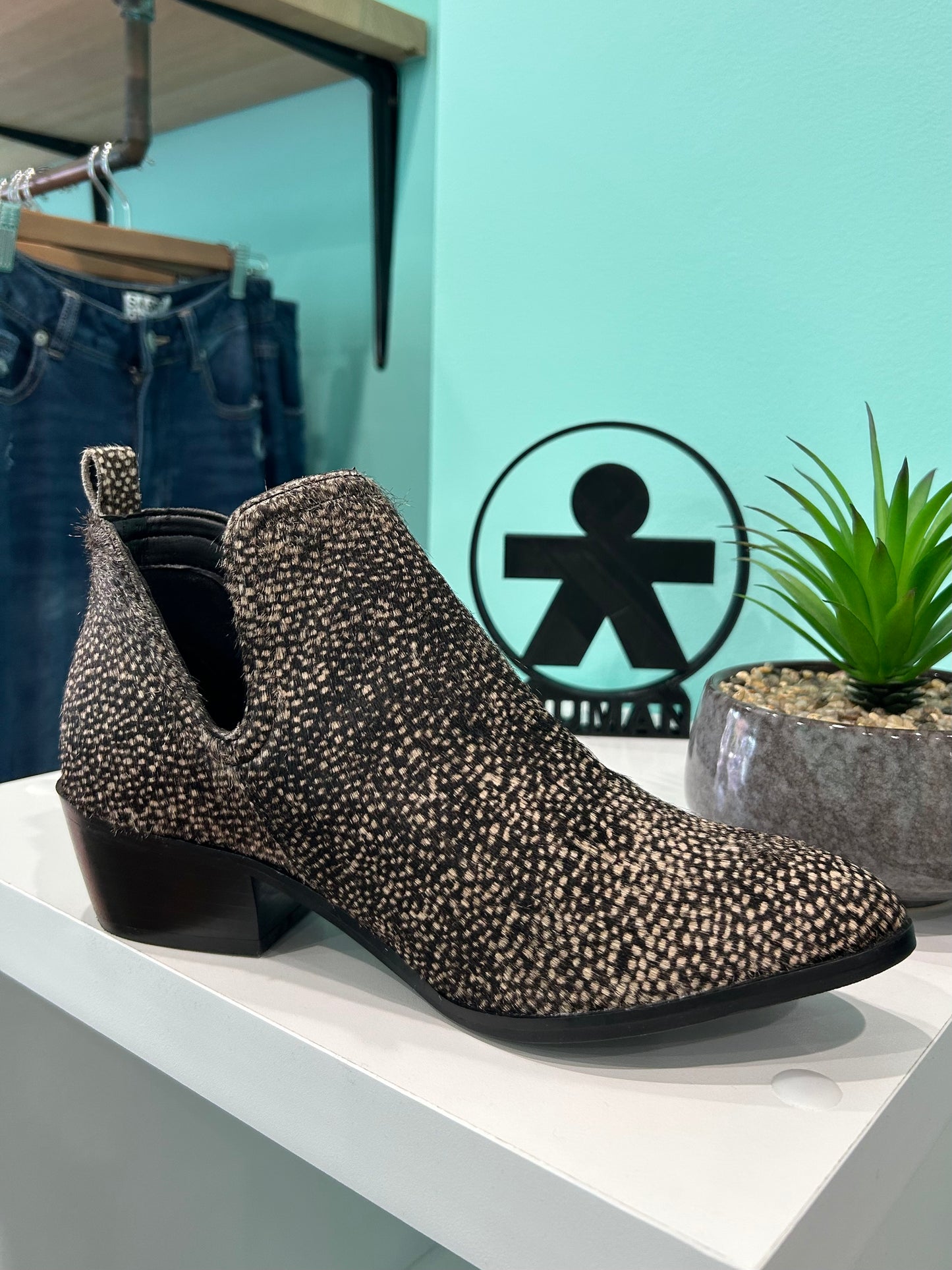 LAST CHANCE - Size 37 Jungle Leather Boot - Black Leopard