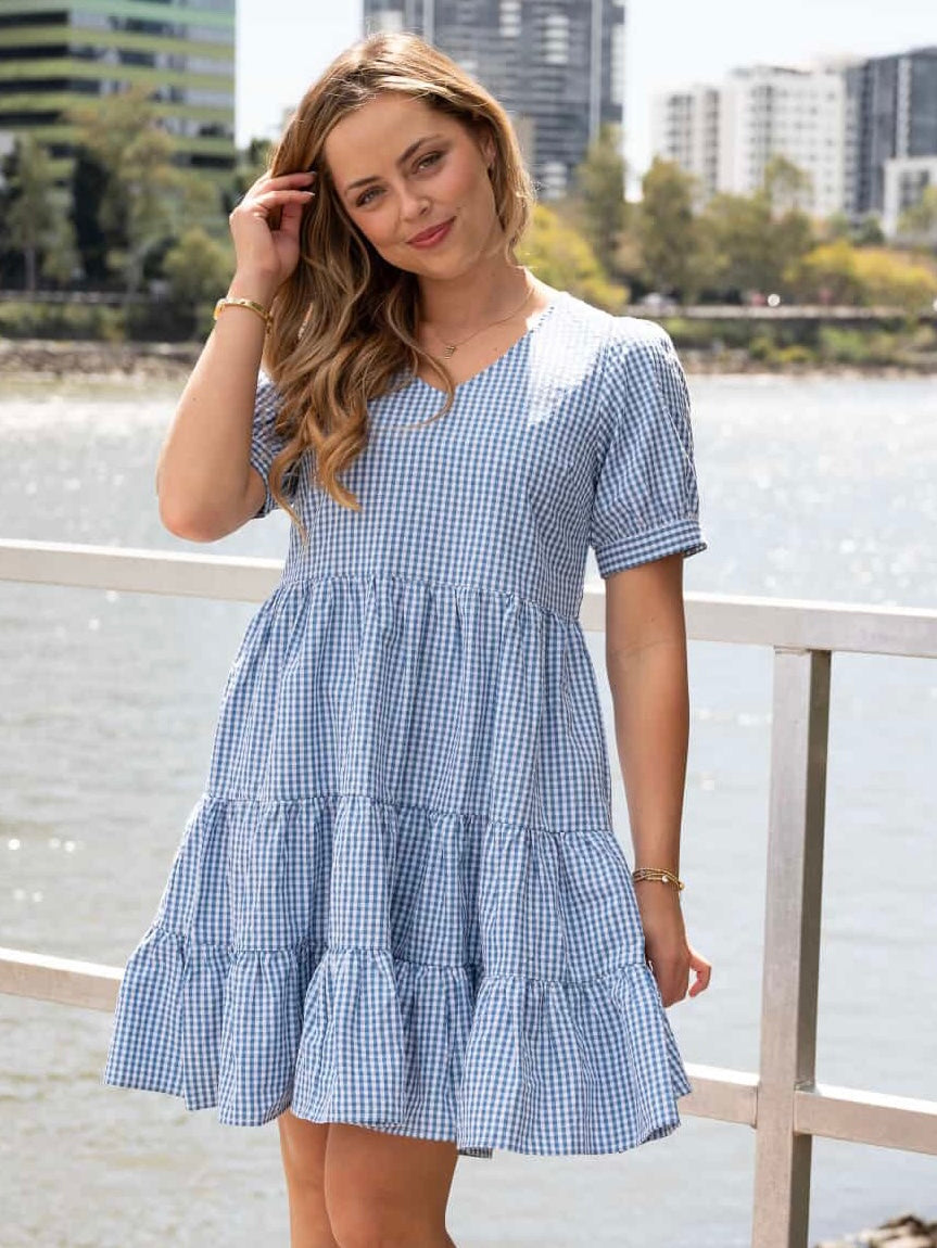 Bailey Mini Dress - Blue Gingham