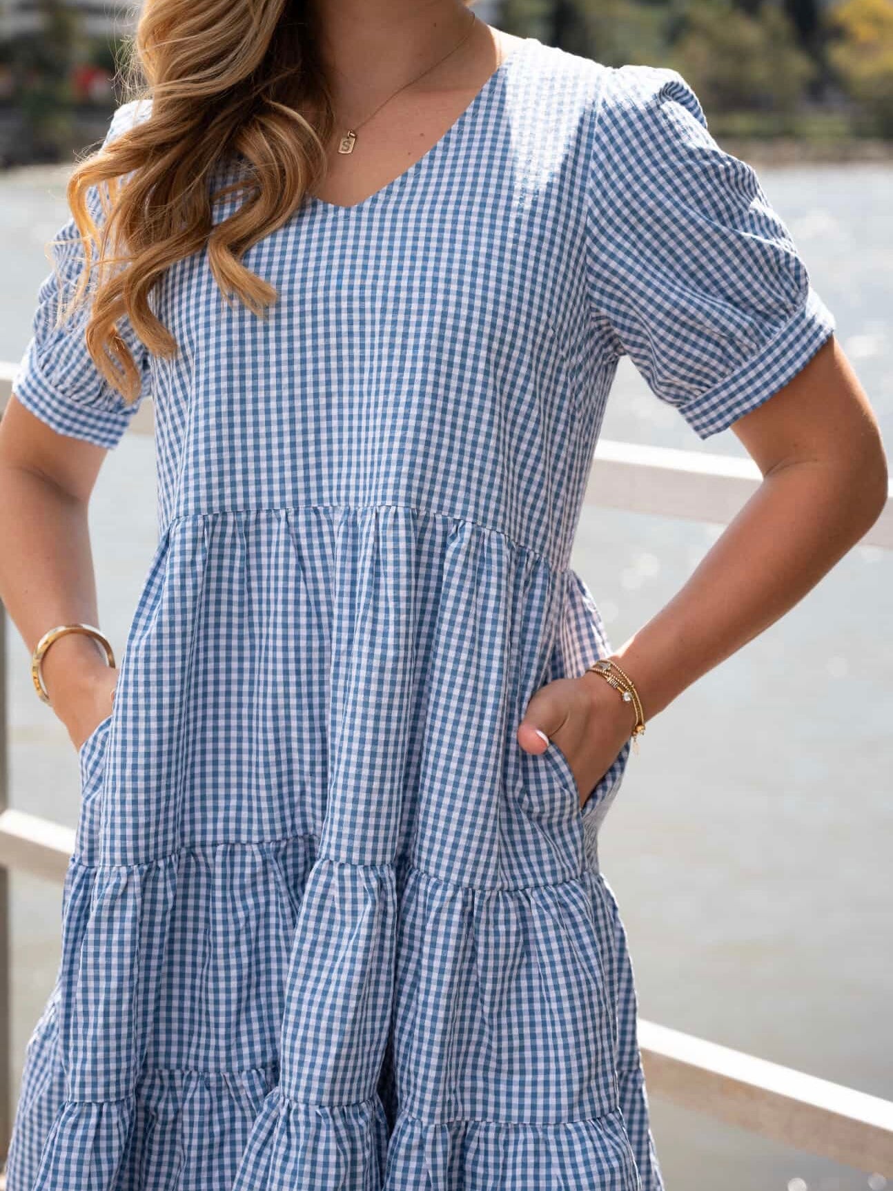 Bailey Mini Dress - Blue Gingham
