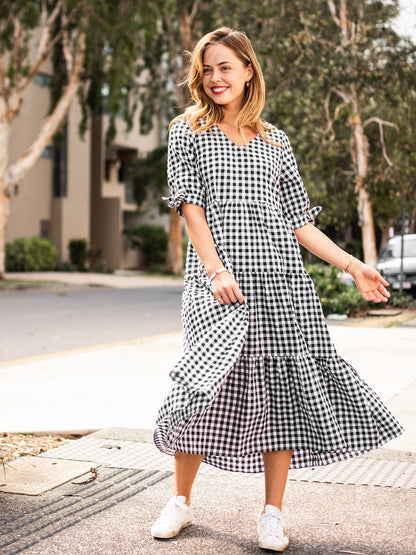 Molly Midi Dress - Black Gingham