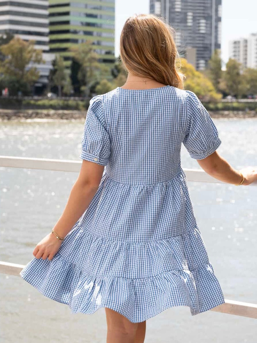 Bailey Mini Dress - Blue Gingham