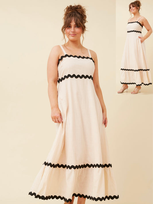 Ruby Maxi Dress - Beige/Black