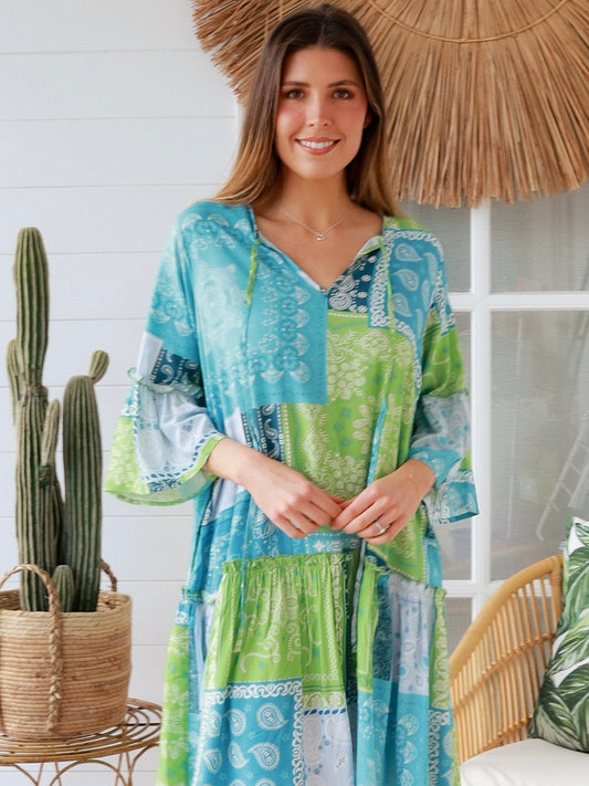 Lavern Mini Dress - Blue/Green