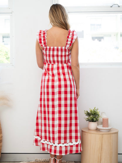 Restocked Jenna Maxi Dress - Red Gingham