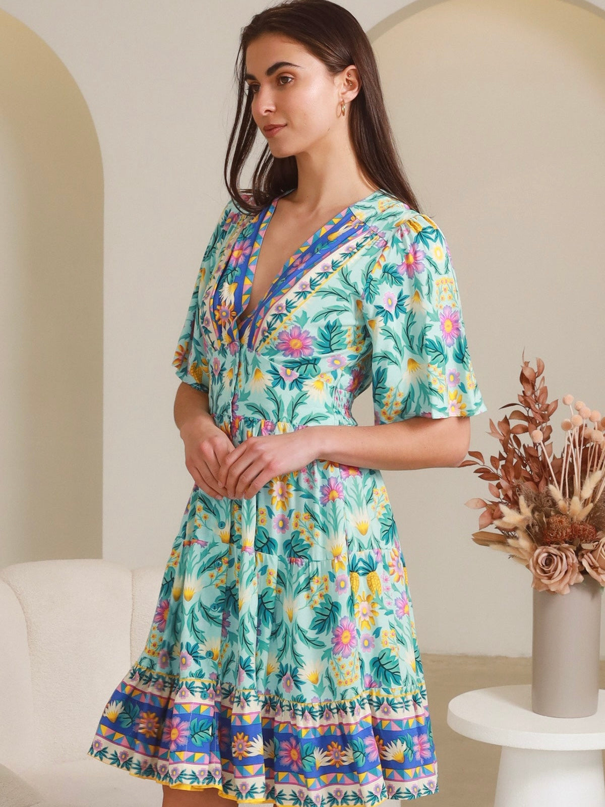 Davina Mini Dress - Aqua