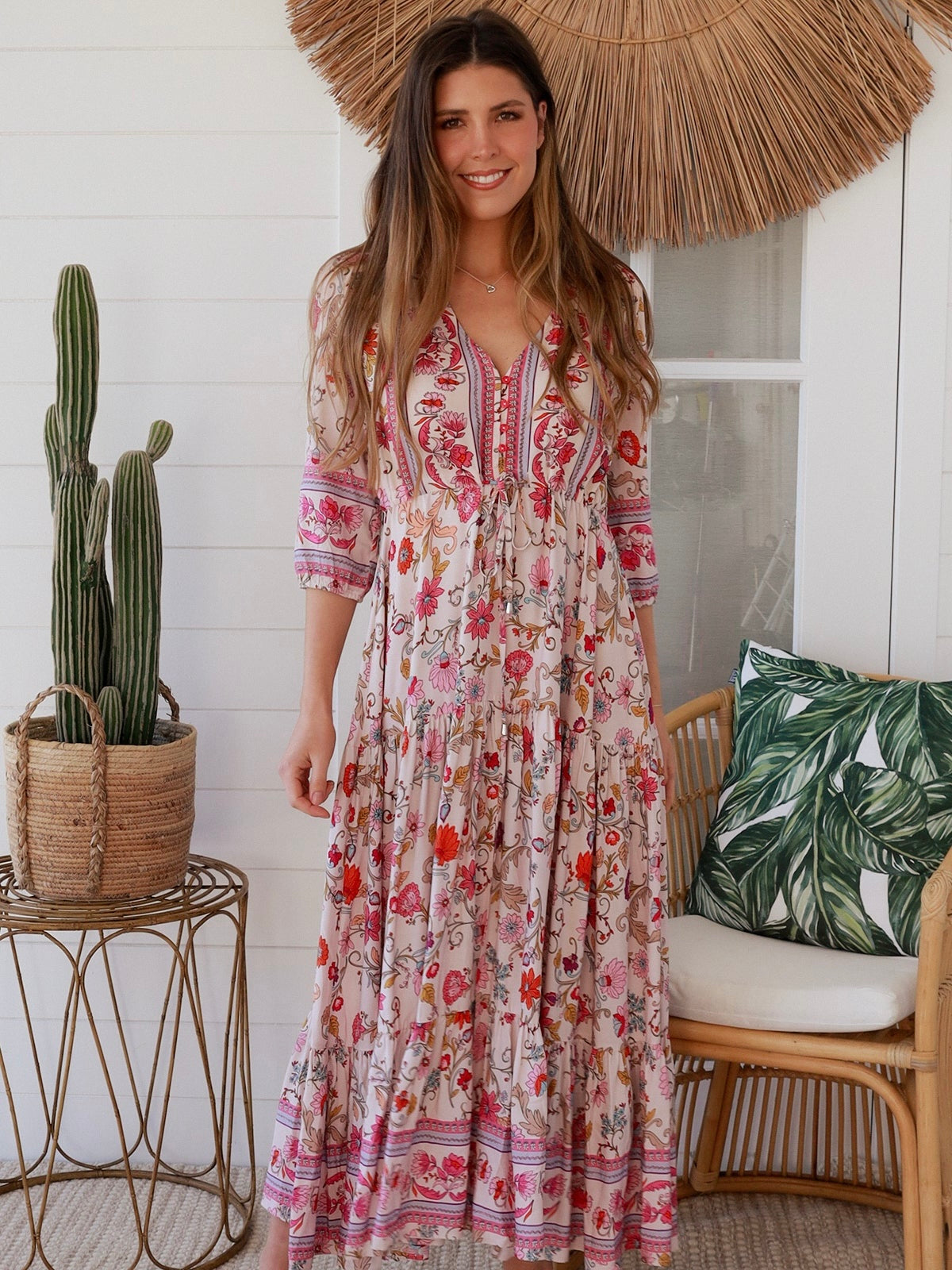 Ellianna Maxi Dress - Beige Floral