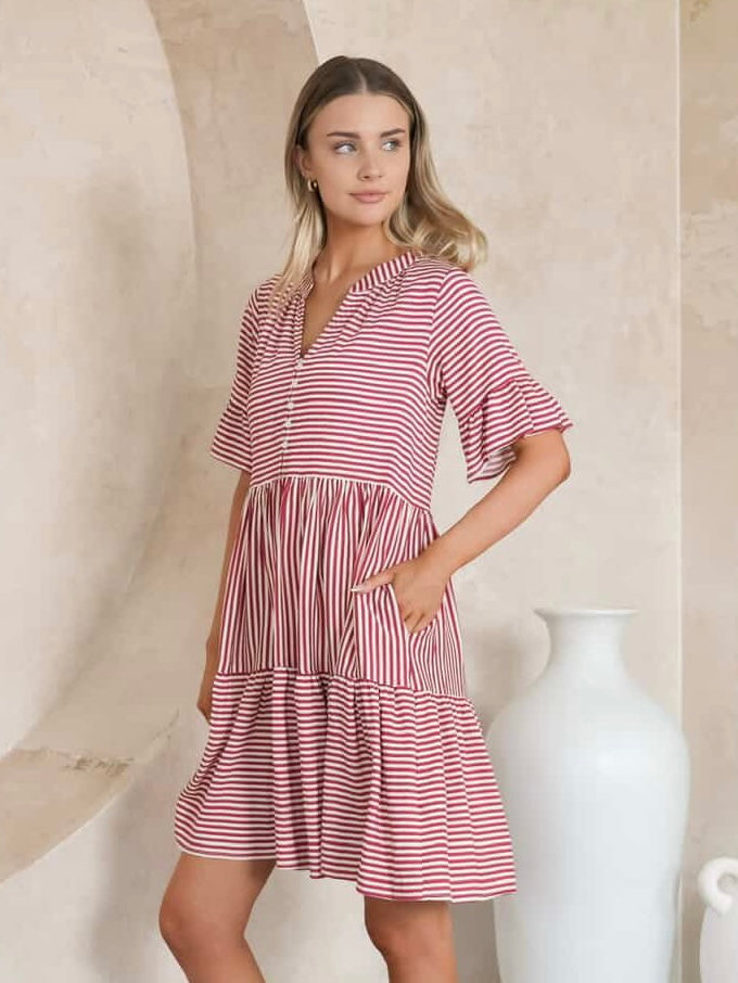 Chantelle Mini Dress - Rose Stripe