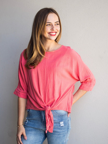 Abby Tie Top - Coral