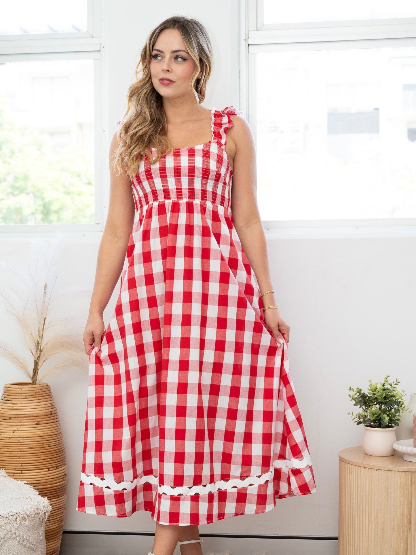 Restocked Jenna Maxi Dress - Red Gingham