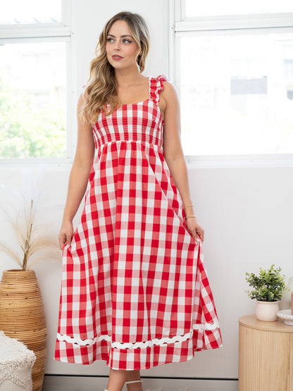 Restocked Jenna Maxi Dress - Red Gingham