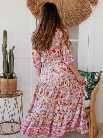 Ellianna Maxi Dress - Beige Floral