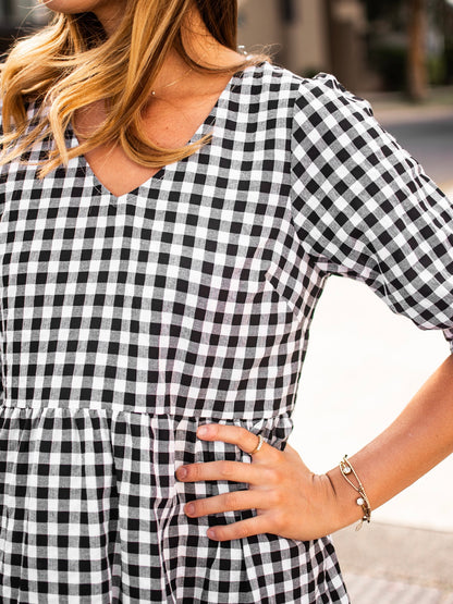 Molly Midi Dress - Black Gingham