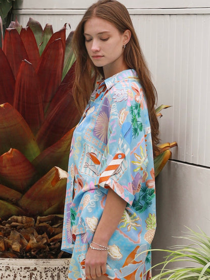 Hattie Blue Shirt & Short Set