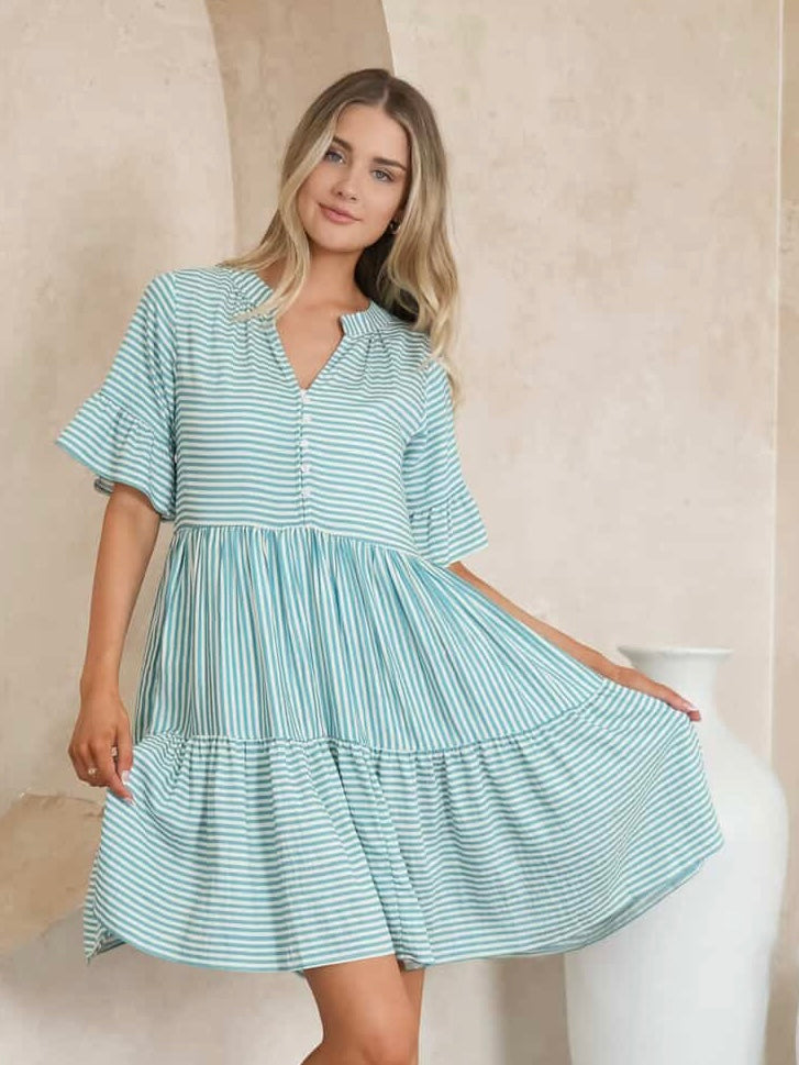 Chantelle Mini Dress - Mint Stripe
