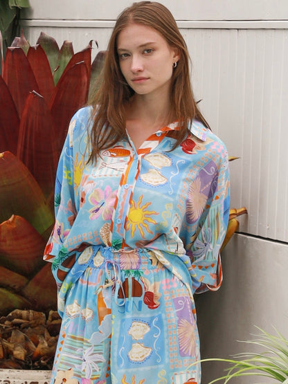 Hattie Blue Shirt & Short Set