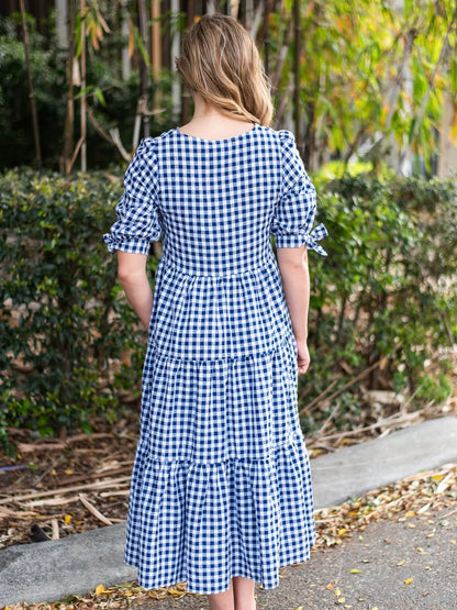 Molly Midi Dress - Navy Gingham