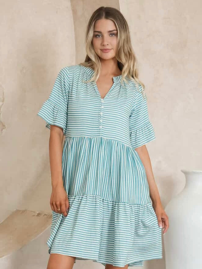 Chantelle Mini Dress - Mint Stripe