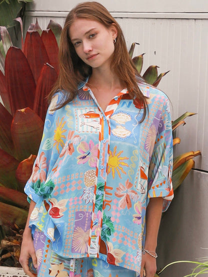 Hattie Blue Shirt & Short Set