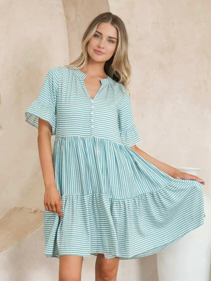 Chantelle Mini Dress - Mint Stripe