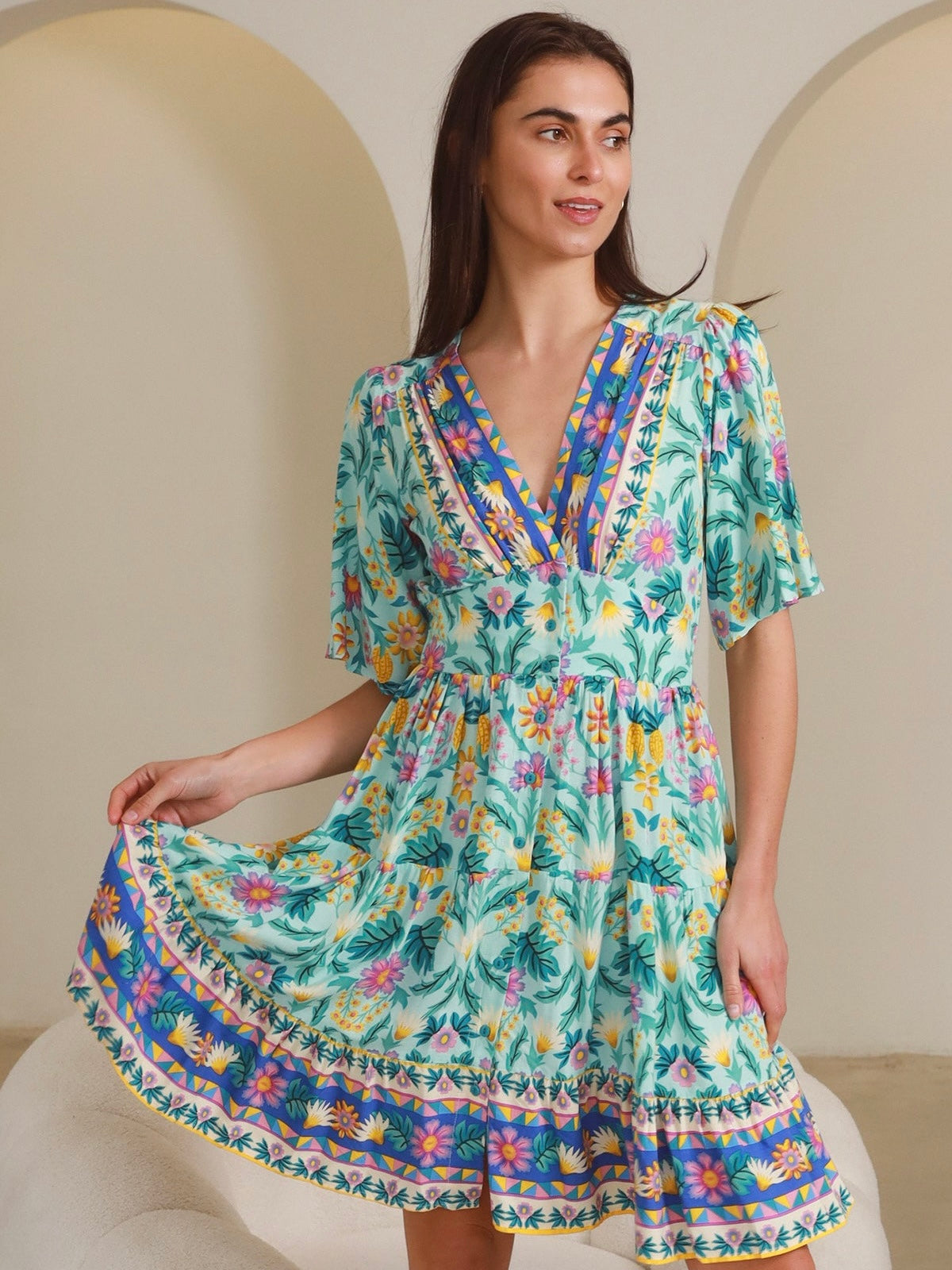 Davina Mini Dress - Aqua