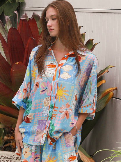 Hattie Blue Shirt & Short Set