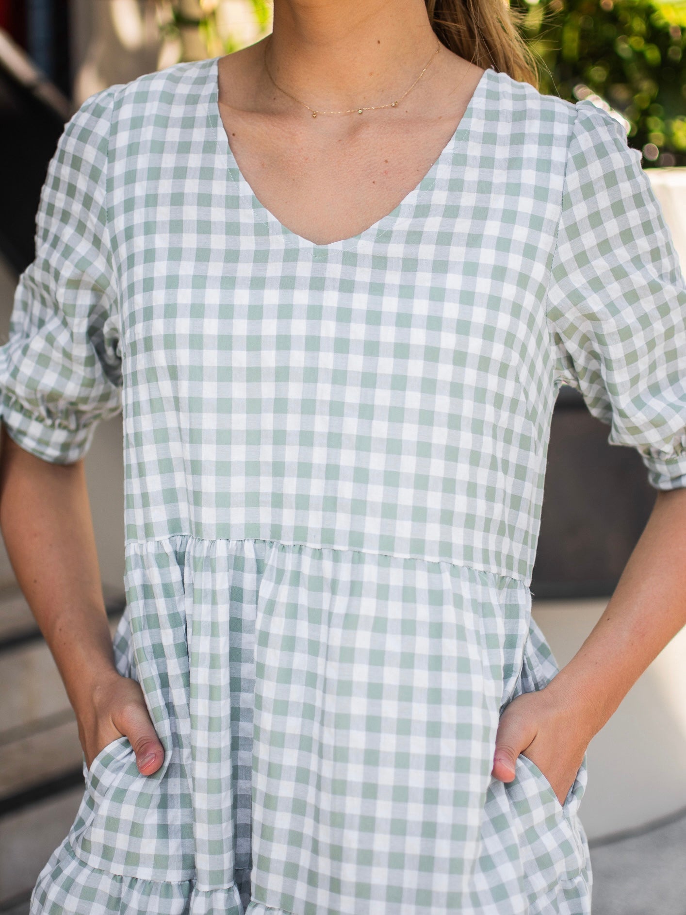 RESTOCKED Molly Midi Dress - Sage Gingham