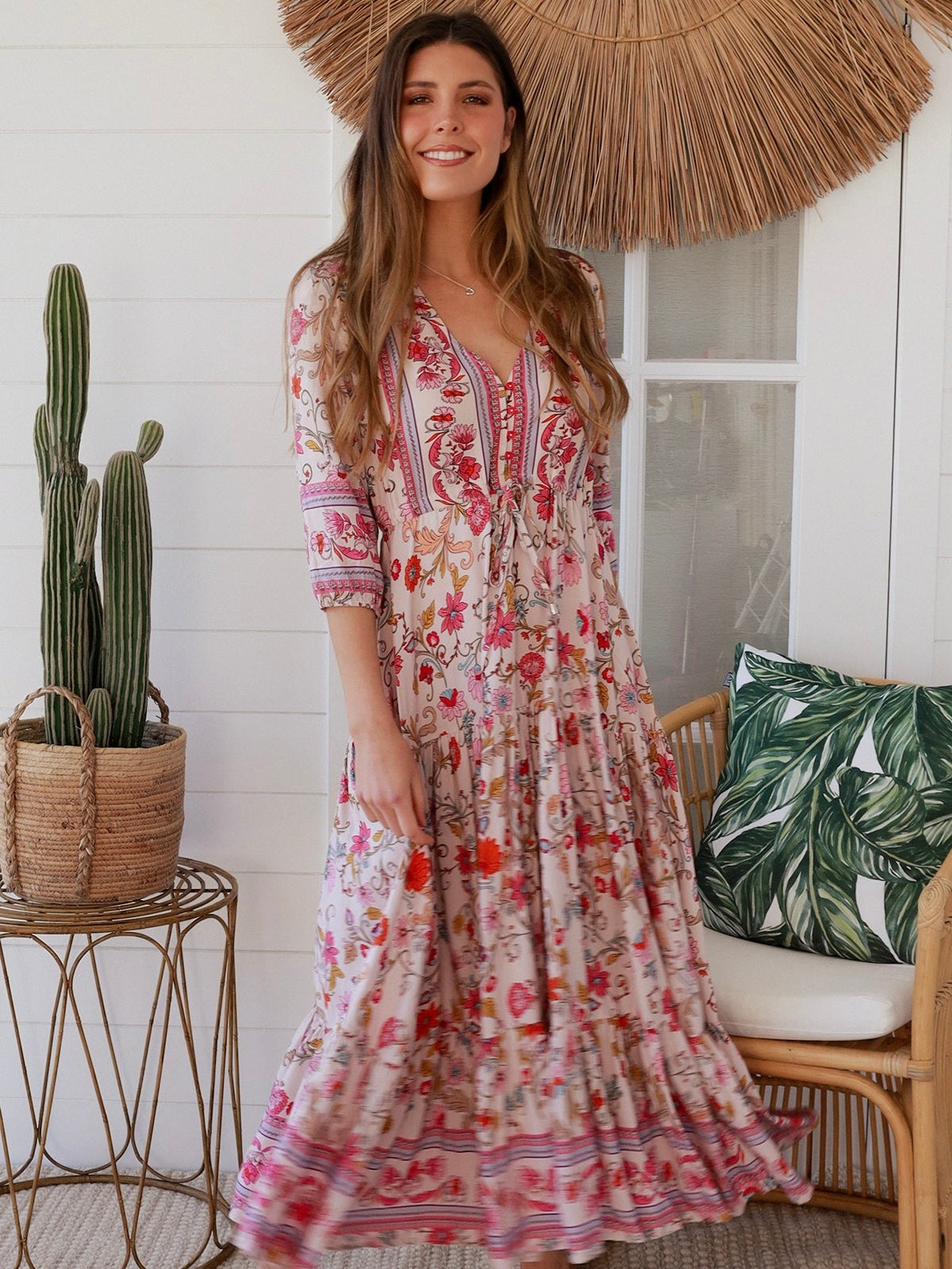 Ellianna Maxi Dress - Beige Floral