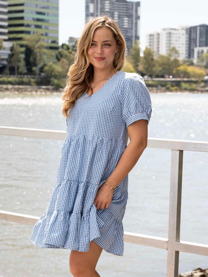 Bailey Mini Dress - Blue Gingham