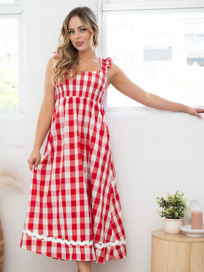 Restocked Jenna Maxi Dress - Red Gingham