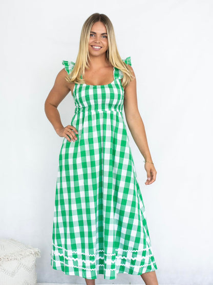 Jenna Maxi Dress - Green Gingham
