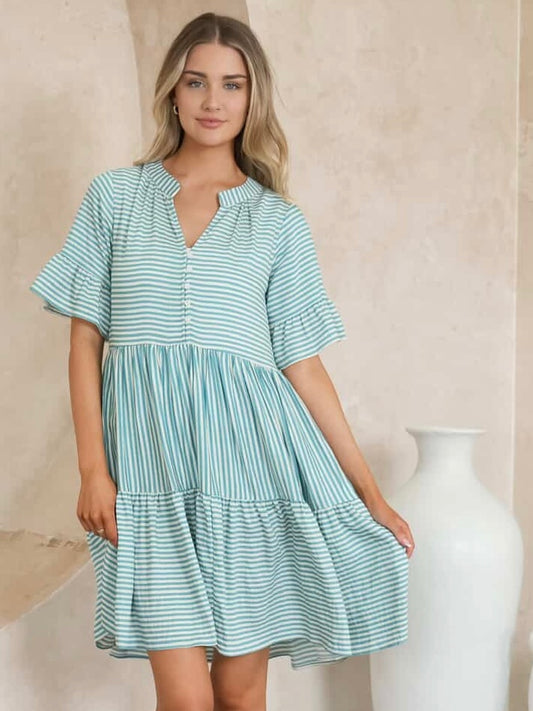 Chantelle Mini Dress - Mint Stripe