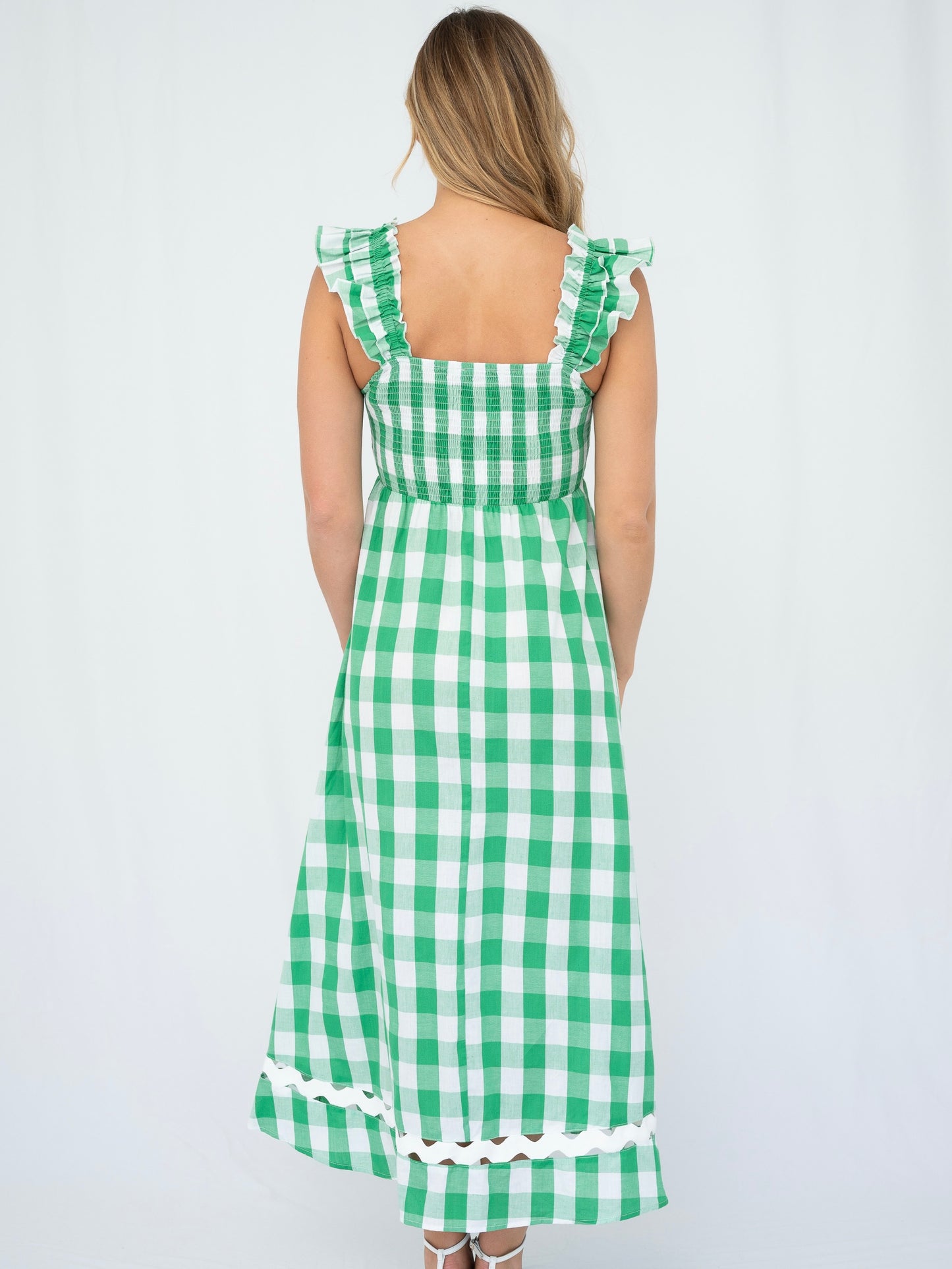Restocked Jenna Maxi Dress - Green Gingham #2