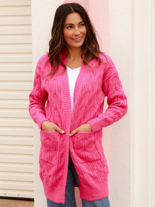 LAST CHANCE - S/M Stacey Knit Cardi - Hot Pink