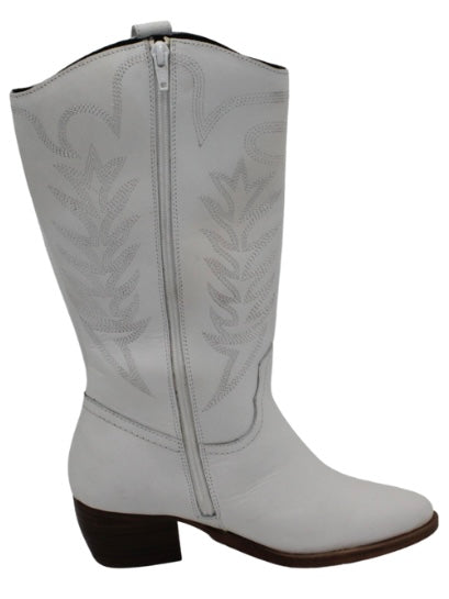 Dakota Leather Boot - White